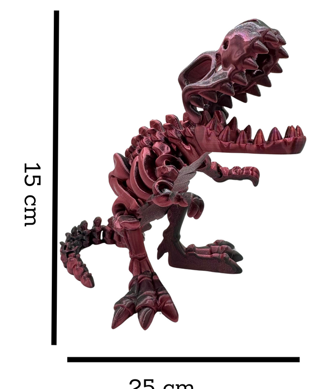 T-Rex Articulado Impreso en 3D | Dinosaurio Flexible de 25 Articulaciones | Toyverse 3D