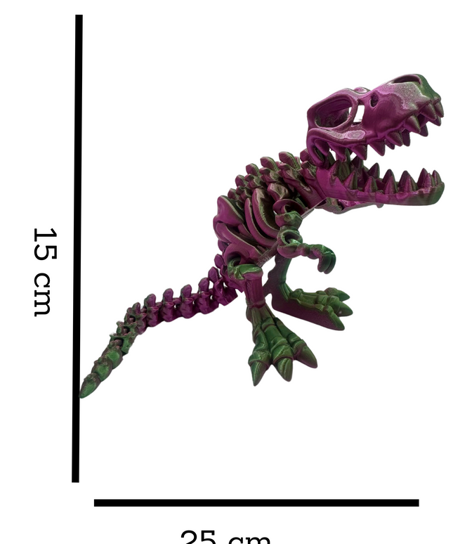 T-Rex Articulado Impreso en 3D | Dinosaurio Flexible de 25 Articulaciones | Toyverse 3D