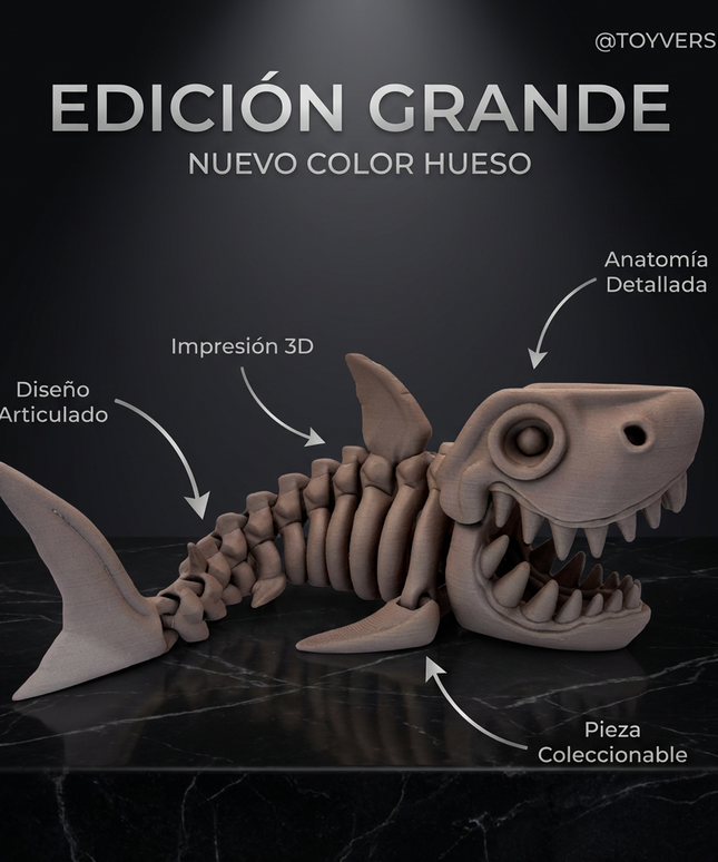 Megalodón Grande Articulado Impreso en 3D | 30cm | ToyVerse3D