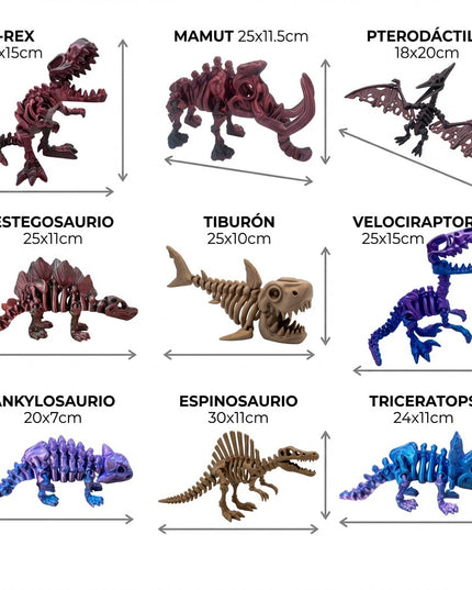 Pack Mega Colección | 9 Dinosaurios Articulados 3D | ToyVerse3D