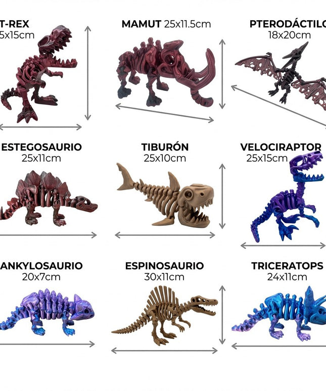 Pack Mega Colección | 9 Dinosaurios Articulados 3D | ToyVerse3D